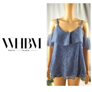 WHITE HOUSE BLACK MARKET COLD SHOULDER LACE BLOUSE